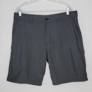 O'Neill Men's Black/Gray Flat Front Casual Chino Golf Shorts Size 36 Poly Blend